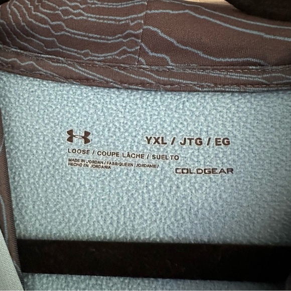 Size XL Youth Under Armour Fleece Wordmark Hoodie - Blue/ Acadia - Picture 7 of 8